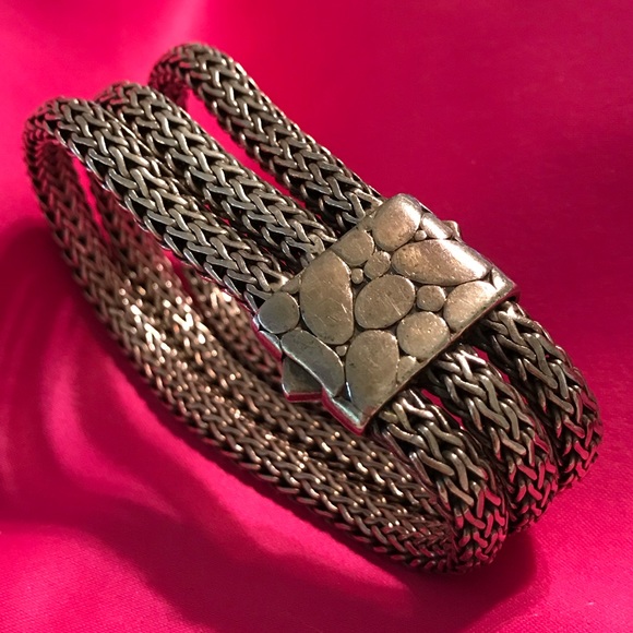 John Hardy Jewelry - Vintage John Hardy Triple Multi Strand Sterling Silver Woven Bracelet Pre Loved